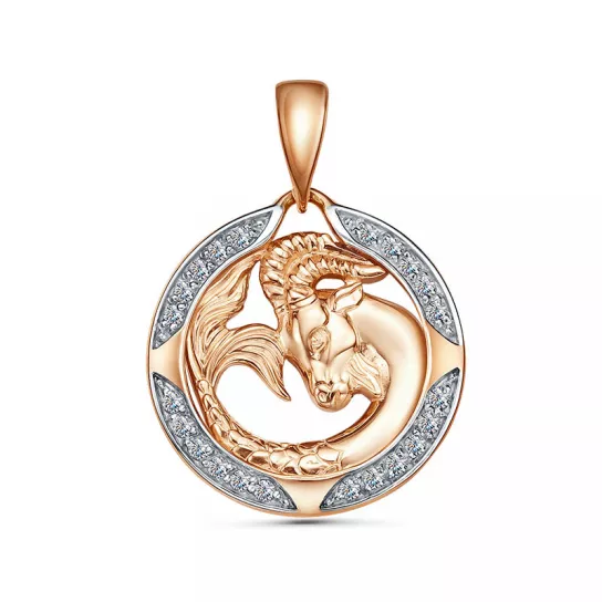 Подвеска зодиак с фианитом из золота