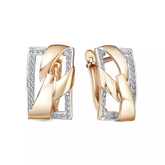 Серьги с фианитом из золота