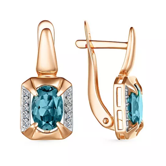 Серьги с топазом и фианитом из золота