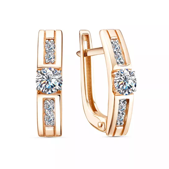 Серьги с фианитом из золота