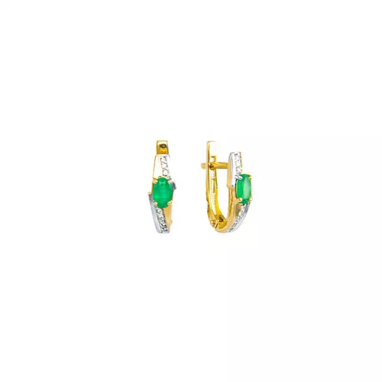Серьги с бриллиантами с изумрудом из золота