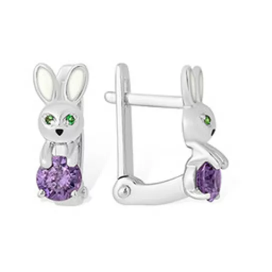 Серьги с фианитом из серебра