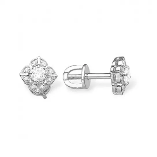 Пусет с фианитом из серебра