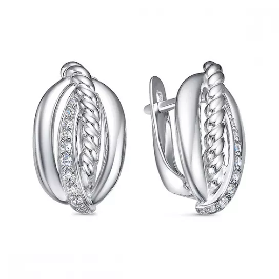 Серьги с фианитом из серебра