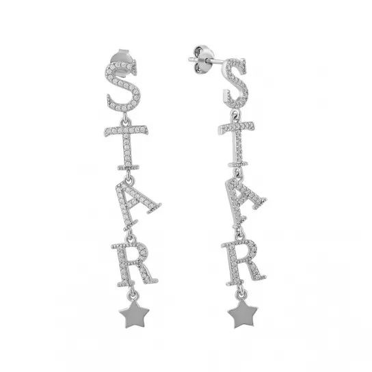 Пусеты с фианитом из серебра